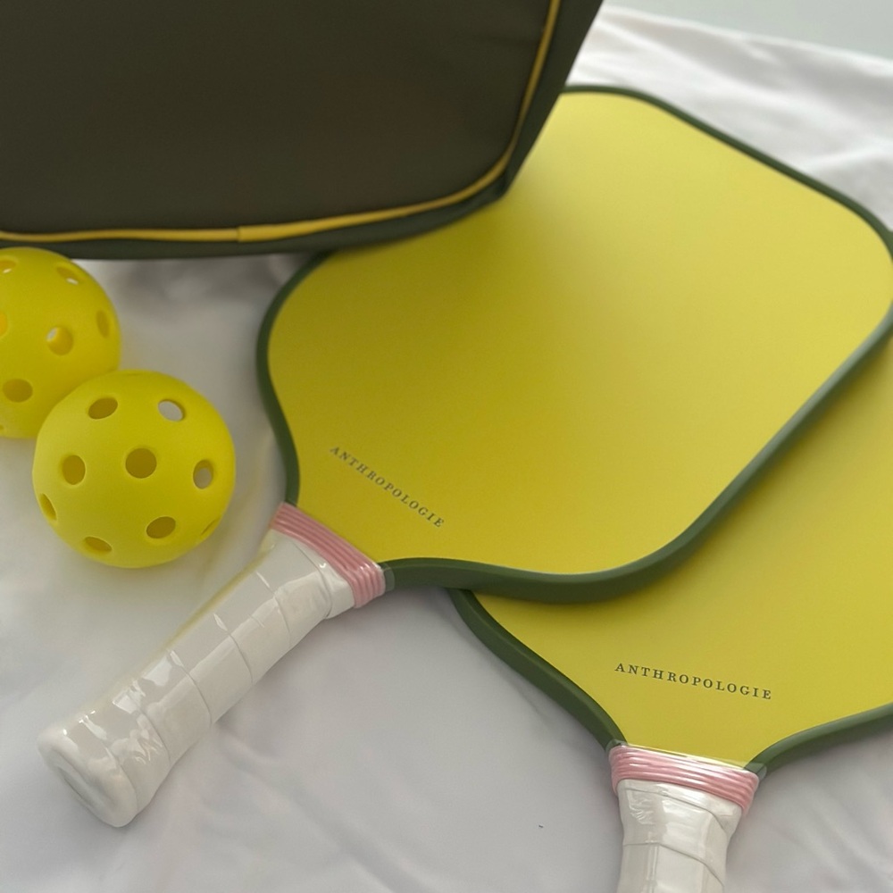 Anthropologie Pink, Green and Yellow Pickleball Set - Picture 5 of 13